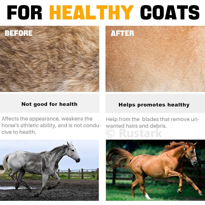 Rustark 3pcs Reversible Stainless Steel Curry Grooming Set with 4 Rings: Large Rubber Comb, Scotch Type Comb, Metal Brush for Cows, Sheep, Dogs, Goats, Horses - Image 4